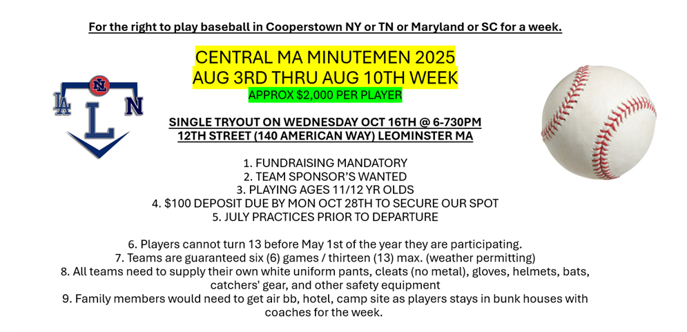 Register now for Central Mass Minutemen in 2025!